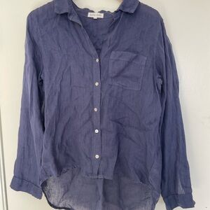Bella Dahl Indigo 100% Linen Button-Down Shirt